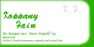 koppany haim business card